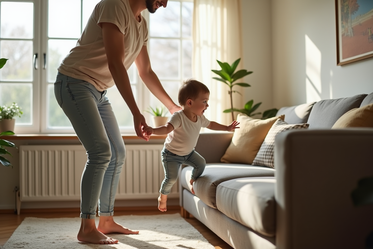 Apprendre à un bébé à descendre du canapé : techniques et conseils